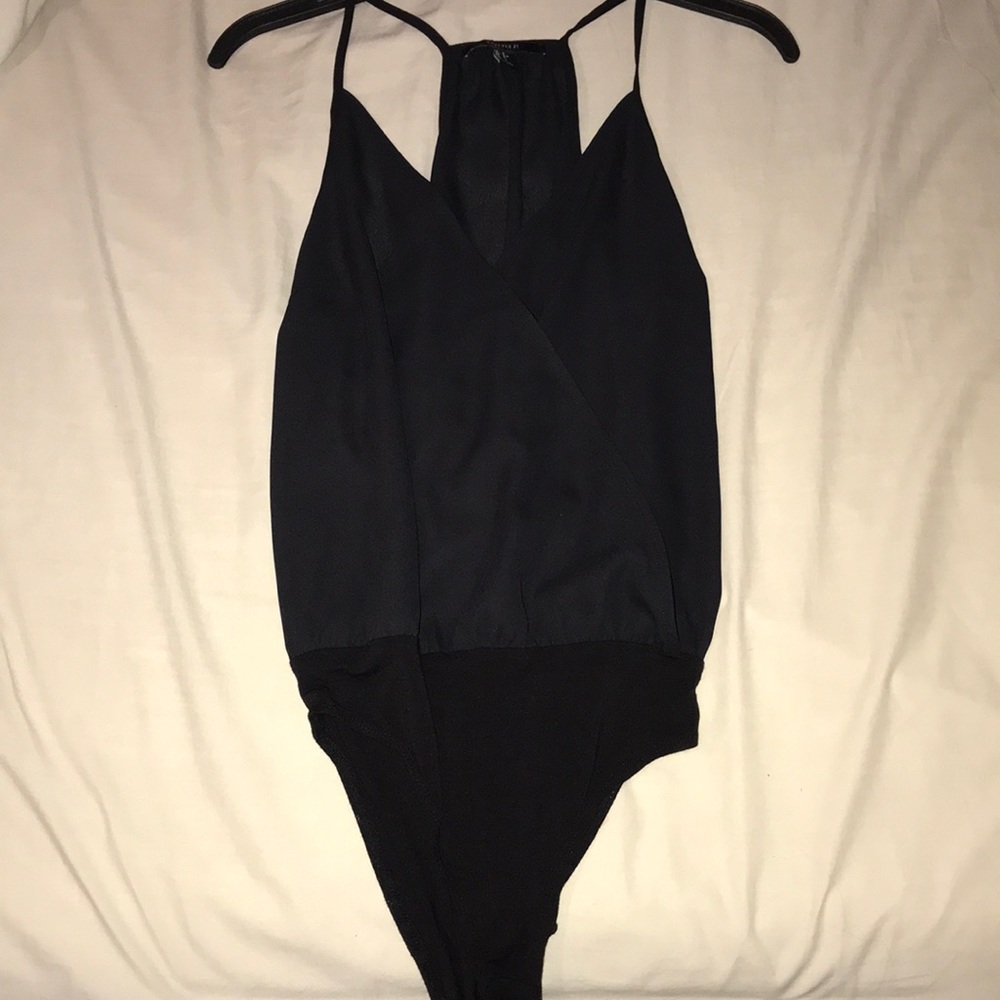 Black Deep-V  Chiffon Body Suit